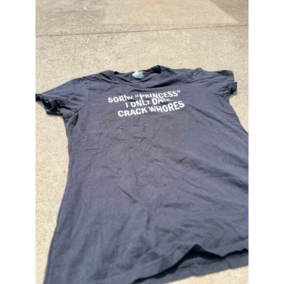 Unisex Black Graphic Print Sorry Princess Short Sleeve Tee Shirt Size Large - Picture 2 of 5